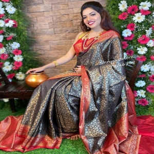 Beautiful Art Silk Jacquard Border Saree With Unstitched Running Blouse For Women Wedding Wear Party