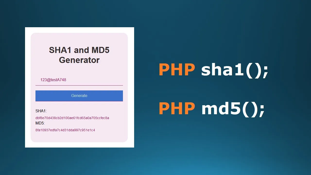 How to Create text to sha1 and md5 password generator in PHP with jQuery | PHP | Core PHP