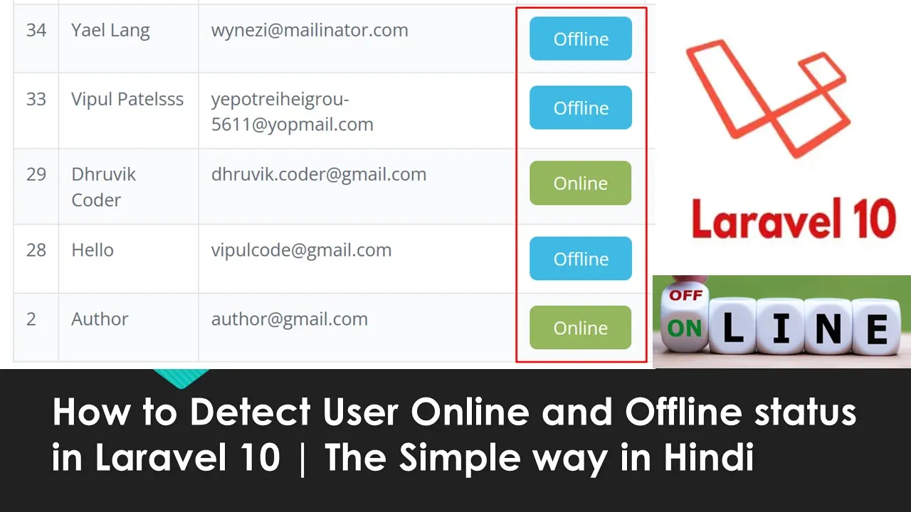 How to Detect User Online and Offline status in Laravel 10