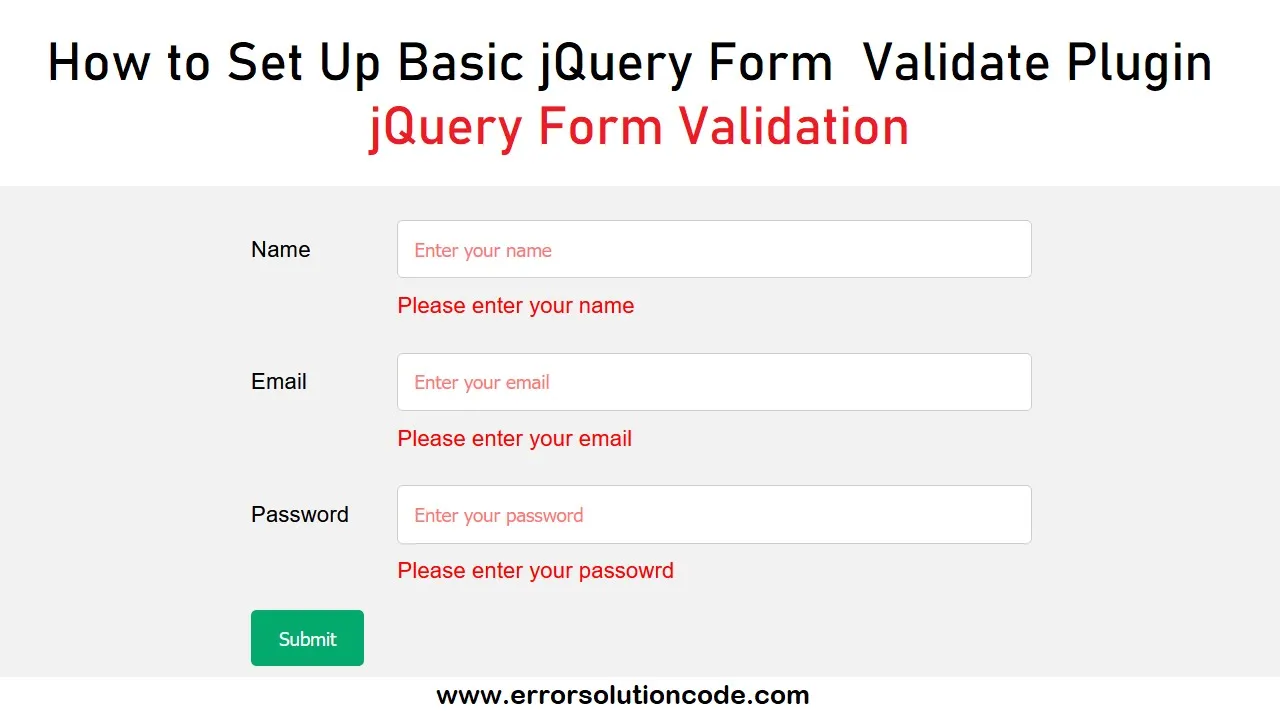 How to Set Up Basic jQuery Form Validate Plugin | jQuery Form Validation