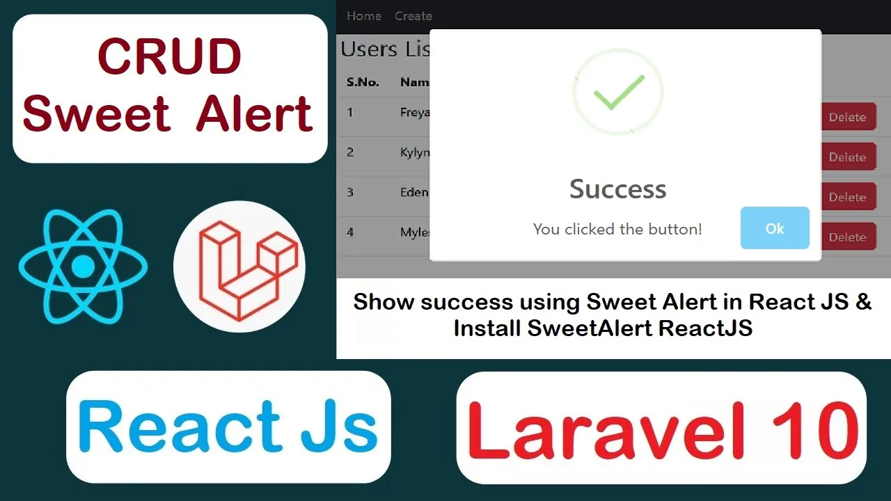 React JS with Laravel 10 - Show success using Sweet Alert in React JS & Install Sweet Alert ReactJS