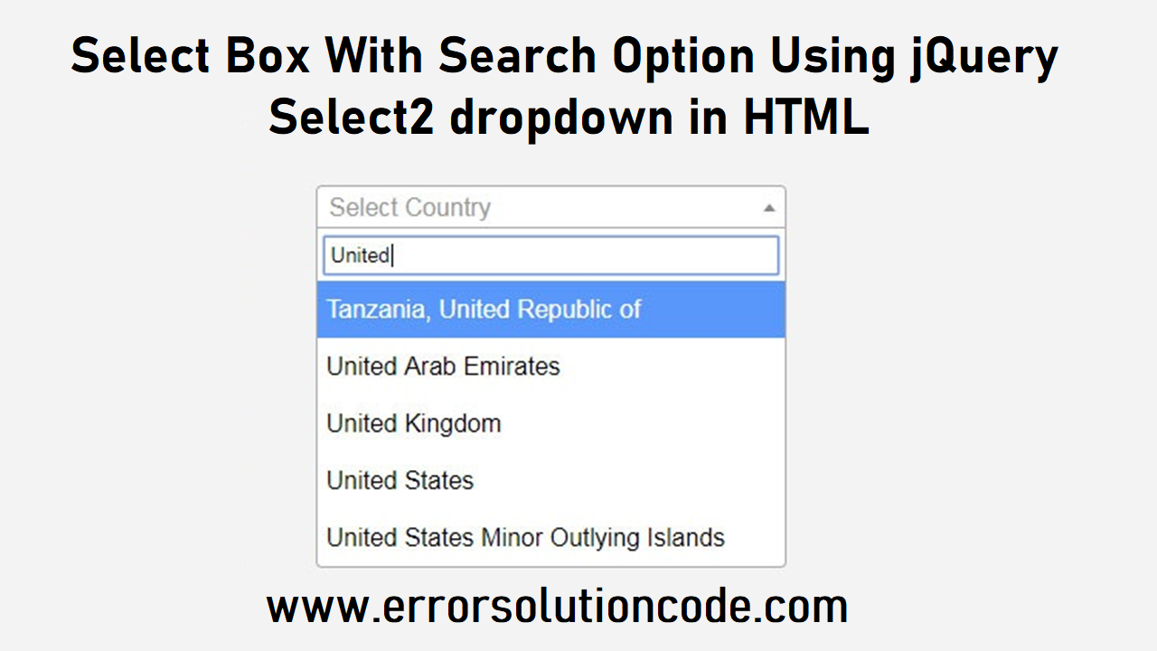 Select Box With Search Option Using jQuery | Select2 dropdown in HTML