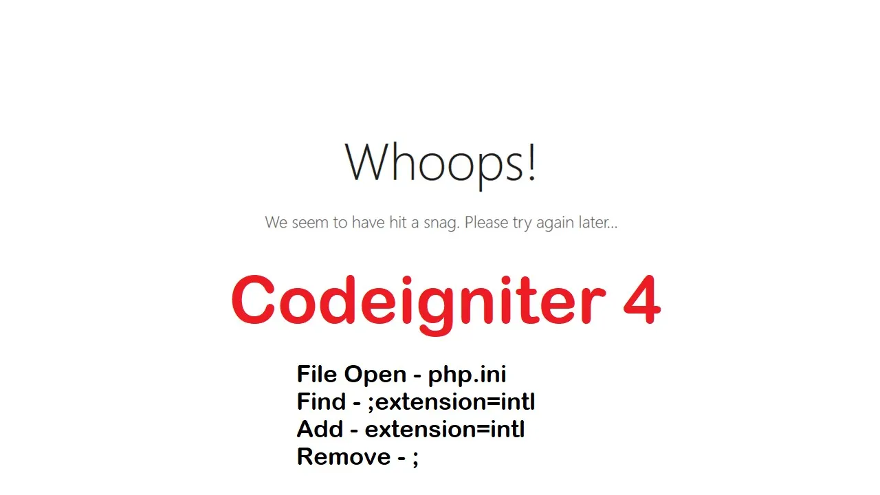 Whoops! We seem to have hit a snag. Please try again later | codeginger4 | codeginger4 error